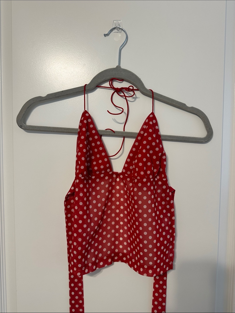 Edikted Red Polka Dot Halter Camisole